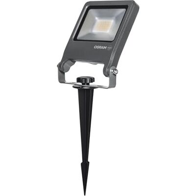 OSRAM ENDURA Garden Flood Foco de Suelo con Estaca, 20W, 1700lm, 3000K Blanco Cálido, IP65, Cable de 2m con Enchufe, Aluminio Gris Oscuro OSRAM ENDURA Garden Flood Foco de Suelo con Estaca, 20W, 1700lm, 3000K Blanco Cálido, IP65, Cable de 2m con Enchufe, Aluminio Gris Oscuro