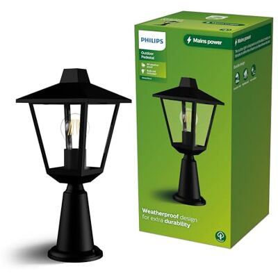 Philips Kinno Pedestal para exteriores, Max 25W, casquillo E27, Negro Philips Kinno Pedestal para exteriores, Max 25W, casquillo E27, Negro