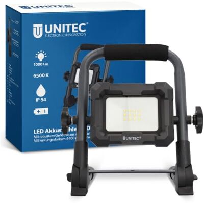 Lámpara LED de trabajo Unitec - 10W, recargable, IP54, negro Lámpara LED de trabajo Unitec - 10W, recargable, IP54, negro