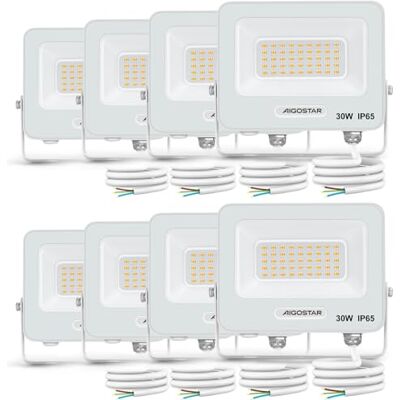 Aigostar Foco LED Exterior 30w, 2450LM Foco Proyector LED, IP65 Impermeable Luz de Seguridad, Natural 4000K Luces led exterior, Para Jardín, Patio, Garaje, Paquete de 8 Aigostar Foco LED Exterior 30w, 2450LM Foco Proyector LED, IP65 Impermeable Luz de Seguridad, Natural 4000K Luces led exterior, Para Jardín, Patio, Garaje, Paquete de 8