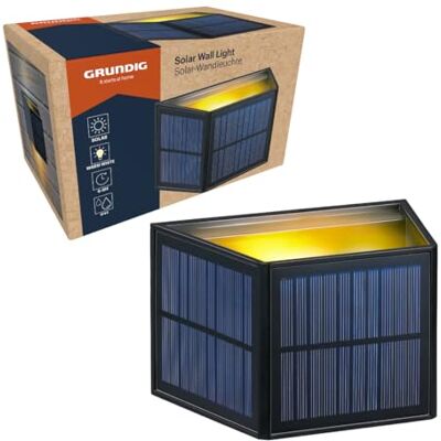 Grundig Lámpara solar exterior para jardín, color blanco cálido Iluminación exterior solar LED IP44 Luz solar exterior para pared jardín Grundig Lámpara solar exterior para jardín, color blanco cálido Iluminación exterior solar LED IP44 Luz solar exterior para pared jardín