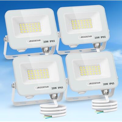 Aigostar Foco LED Exterior 20w, 1650LM Foco Proyector LED, IP65 Impermeable Luz de Seguridad, Luz blanca 6500K Luces led exterior, Para Jardín, Patio, Garaje, Paquete de 4 Aigostar Foco LED Exterior 20w, 1650LM Foco Proyector LED, IP65 Impermeable Luz de Seguridad, Luz blanca 6500K Luces led exterior, Para Jardín, Patio, Garaje, Paquete de 4