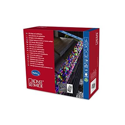 Konstsmide Cluster Guirnalda de luz led micro (8 funciones, mando y función de memoria, 960 diodos de luz blanca cálida, transformador exterior de 24 V, cable negro) Konstsmide Cluster Guirnalda de luz led micro (8 funciones, mando y función de memoria, 960 diodos de luz blanca cálida, transformador exterior de 24 V, cable negro)