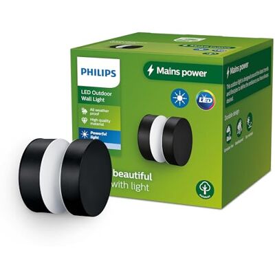 Philips Lighting: Aplique pared Exterior Laven, 6W, 4000K luz branca neutra, negro, resistente a intemperie IP44 Philips Lighting: Aplique pared Exterior Laven, 6W, 4000K luz branca neutra, negro, resistente a intemperie IP44