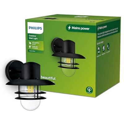 Philips Lighting: Aplique pared Exterior Inyma, formato redondo, negro, max. 25W, resistente a intemperie IP44 (no incluye bombilla) Philips Lighting: Aplique pared Exterior Inyma, formato redondo, negro, max. 25W, resistente a intemperie IP44 (no incluye bombilla)