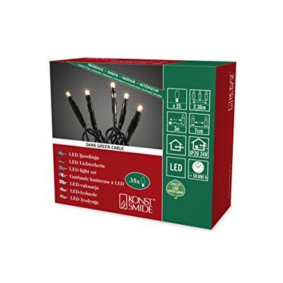 Konstsmide Guirnalda de luces LED para interior (IP20), transformador interior de 24 V, 35 diodos de luz blanca cálida, cable negro, blanco cálido Konstsmide Guirnalda de luces LED para interior (IP20), transformador interior de 24 V, 35 diodos de luz blanca cálida, cable negro, blanco cálido