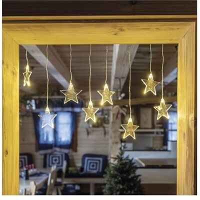 EMOS Mini cortina de 8 estrellas, 84 cm, con estrellas, luz blanca cálida, guirnalda de luces + fuente de alimentación, duración de la luz: 10.000 h, IP44, para interior y exterior, para fiestas EMOS Mini cortina de 8 estrellas, 84 cm, con estrellas, luz blanca cálida, guirnalda de luces + fuente de alimentación, duración de la luz: 10.000 h, IP44, para interior y exterior, para fiestas