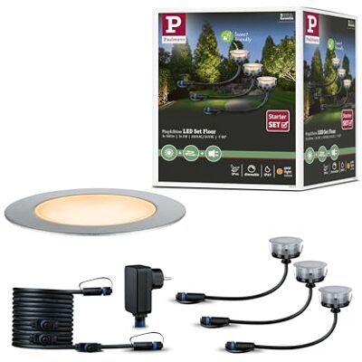 Paulmann Luminaria ext. LED Plug & Shine, lum.empotrable en el suelo Floor, set 3, resp. insectos IP67 2200K 3x2W plateada, red., regul., INOX Paulmann Luminaria ext. LED Plug & Shine, lum.empotrable en el suelo Floor, set 3, resp. insectos IP67 2200K 3x2W plateada, red., regul., INOX