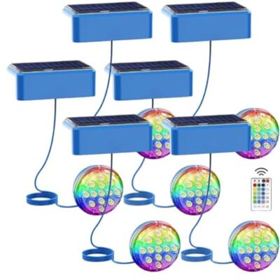 LED ATOMANT 6x Luces Solares LED Piscina 2,6W RGB IP68 Sin instalacion Cable 1m, Fijacion con adhesivo o tornillos LED ATOMANT 6x Luces Solares LED Piscina 2,6W RGB IP68 Sin instalacion Cable 1m, Fijacion con adhesivo o tornillos