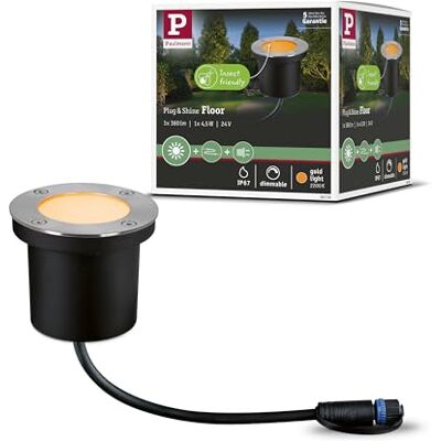 Paulmann Luminaria ext. LED Plug & Shine, lum.empotrable en el suelo Floor, resp. insectos IP67 2200K 4,5W antracita, redonda, luz dorada, metal Paulmann Luminaria ext. LED Plug & Shine, lum.empotrable en el suelo Floor, resp. insectos IP67 2200K 4,5W antracita, redonda, luz dorada, metal