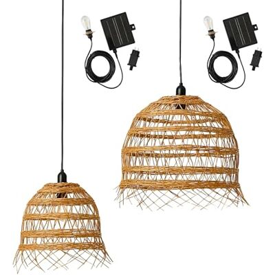 Lumisky Lote de 2 suspensiones solares de poliratán con cable híbrido de red y solar de 5 m de longitud Lumisky Lote de 2 suspensiones solares de poliratán con cable híbrido de red y solar de 5 m de longitud