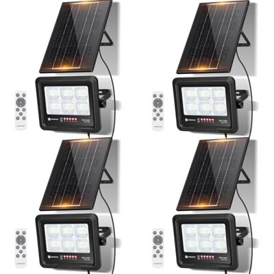 Aigostar Foco Proyector LED Solar con mando a distancia 100w, Blanco Frío 6500K, Foco Solar Exterior IP65,Proyector LED Exterior con Indicación del nivel de batería para Jardín,Garaje, 4 piezas Aigostar Foco Proyector LED Solar con mando a distancia 100w, Blanco Frío 6500K, Foco Solar Exterior IP65,Proyector LED Exterior con Indicación del nivel de batería para Jardín,Garaje, 4 piezas