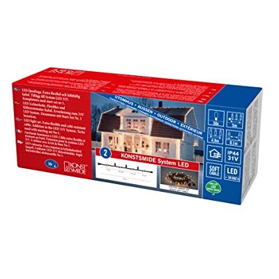 Konstsmide Sistema de ampliación del sistema LED: cadena de luces, escarchada, 50 diodos ámbar, exterior (IP44), 0,65 W, cable negro suave – Konstsmide Sistema de ampliación del sistema LED: cadena de luces, escarchada, 50 diodos ámbar, exterior (IP44), 0,65 W, cable negro suave –