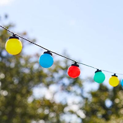Lights4fun Guirnalda de Luces con 30 Bombillas LED Multicolores y Cable Negro de 7,25 m Decoración de Fiesta Jardín Exteriores y Interiores Lights4fun Guirnalda de Luces con 30 Bombillas LED Multicolores y Cable Negro de 7,25 m Decoración de Fiesta Jardín Exteriores y Interiores