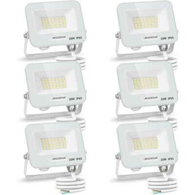 Aigostar Foco LED Exterior 20w, 1650LM Foco Proyector LED, IP65 Impermeable Luz de Seguridad, Luz blanca 6500K Luces led exterior, Para Jardín, Patio, Garaje, Paquete de 6 Aigostar Foco LED Exterior 20w, 1650LM Foco Proyector LED, IP65 Impermeable Luz de Seguridad, Luz blanca 6500K Luces led exterior, Para Jardín, Patio, Garaje, Paquete de 6