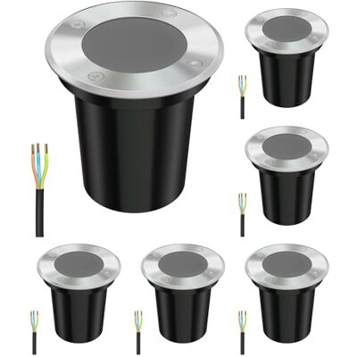 ledscom.de 6x Lámpara empotrada en el suelo BOLI para exteriores, IP67, acero inoxidable, redonda, 108mm Ø, 1x GU10 máx. 15W, esmerilado ledscom.de 6x Lámpara empotrada en el suelo BOLI para exteriores, IP67, acero inoxidable, redonda, 108mm Ø, 1x GU10 máx. 15W, esmerilado