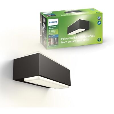 Philips myGarden Stratosphere Aplique LED, luz blanca fría, IP44, iluminación exterior, resistente a la humedad y la intemperie, 4.5 W, aluminio, antracita Philips myGarden Stratosphere Aplique LED, luz blanca fría, IP44, iluminación exterior, resistente a la humedad y la intemperie, 4.5 W, aluminio, antracita