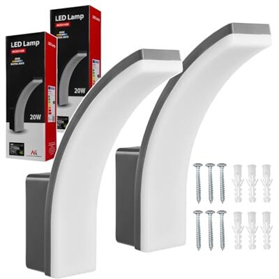 Maclean MCE511 Aplique LED, Iluminación de Pared para Interior y Exterior, Lámpara 20W, IP65 Resistente al Agua, 2750lm, Blanco Neutro 4000K, Rango de Detección: máx. 10m (2 unidades, Gris) Maclean MCE511 Aplique LED, Iluminación de Pared para Interior y Exterior, Lámpara 20W, IP65 Resistente al Agua, 2750lm, Blanco Neutro 4000K, Rango de Detección: máx. 10m (2 unidades, Gris)