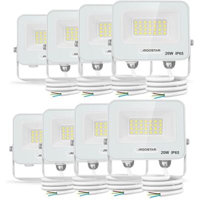 Aigostar Foco LED Exterior 20w, 1650LM Foco Proyector LED, IP65 Impermeable Luz de Seguridad, Luz blanca 6500K Luces led exterior, Para Jardín, Patio, Garaje, Paquete de 8 Aigostar Foco LED Exterior 20w, 1650LM Foco Proyector LED, IP65 Impermeable Luz de Seguridad, Luz blanca 6500K Luces led exterior, Para Jardín, Patio, Garaje, Paquete de 8