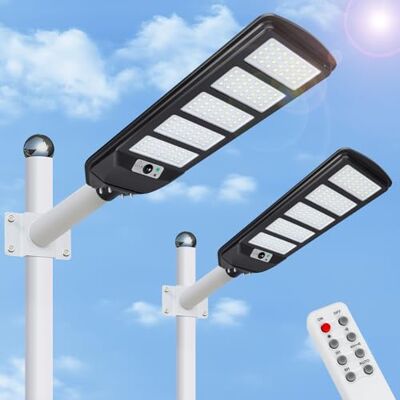 Aigostar - 2Uds 300W Farola solar LED exterior con sensor de movimiento, mando a distancia, 3000LM luz blanca. Foco solar LED potentes con temporizador, impermeable protección IP65. No incluye soporte Aigostar - 2Uds 300W Farola solar LED exterior con sensor de movimiento, mando a distancia, 3000LM luz blanca. Foco solar LED potentes con temporizador, impermeable protección IP65. No incluye soporte