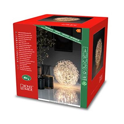 Konstsmide Bola de alambre led (80 diodos de luz blanca cálida, 4,5 V, para interiores, cable transparente) Konstsmide Bola de alambre led (80 diodos de luz blanca cálida, 4,5 V, para interiores, cable transparente)