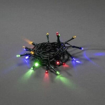 Konstsmide Guirnalda de luces LED con interruptor de encendido/apagado, temporizador de 6 horas, 30 diodos de colores, funciona con pilas, cable verde, 3 pilas AA de 1,5 V (no incluidas) Konstsmide Guirnalda de luces LED con interruptor de encendido/apagado, temporizador de 6 horas, 30 diodos de colores, funciona con pilas, cable verde, 3 pilas AA de 1,5 V (no incluidas)