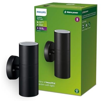 Philips Lighting Aplique pared Exterior Kylis, iluminación arriba/abajo, negro, 2 x max. 25W, resistente a intemperie IP44 (no incluye bombilla) Philips Lighting Aplique pared Exterior Kylis, iluminación arriba/abajo, negro, 2 x max. 25W, resistente a intemperie IP44 (no incluye bombilla)