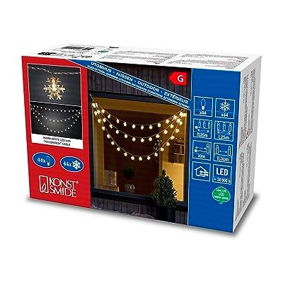 Konstsmide Cortina de luces LED, 44 copos de nieve, 44 diodos de luz blanca cálida, 4,5 V, exterior (IP44), cable transparente Konstsmide Cortina de luces LED, 44 copos de nieve, 44 diodos de luz blanca cálida, 4,5 V, exterior (IP44), cable transparente
