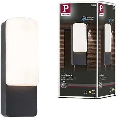 Paulmann Aplique de exterior LED Bonnie IP44 93x77mm 3000K 8,5W 560lm 230V antracita, aluminio, luminaria exterior Paulmann Aplique de exterior LED Bonnie IP44 93x77mm 3000K 8,5W 560lm 230V antracita, aluminio, luminaria exterior