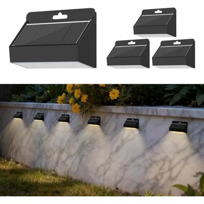 Smiling Shark Luces Solares LED Exterior, Aplique Solar Exterior IP65 Impermeable Lámpara Solar de Pared para Jardín Valla Jardín Escaleras Patio Terraza, Blanco Cálido (4) Smiling Shark Luces Solares LED Exterior, Aplique Solar Exterior IP65 Impermeable Lámpara Solar de Pared para Jardín Valla Jardín Escaleras Patio Terraza, Blanco Cálido (4)