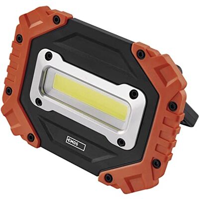 EMOS Lámpara de trabajo LED portátil impermeable Brillo de 700 lm Alcance de iluminación de 35 m 3 modos de iluminación Funciona con pilas con hasta 14 horas de duración Mango giratorio EMOS Lámpara de trabajo LED portátil impermeable Brillo de 700 lm Alcance de iluminación de 35 m 3 modos de iluminación Funciona con pilas con hasta 14 horas de duración Mango giratorio