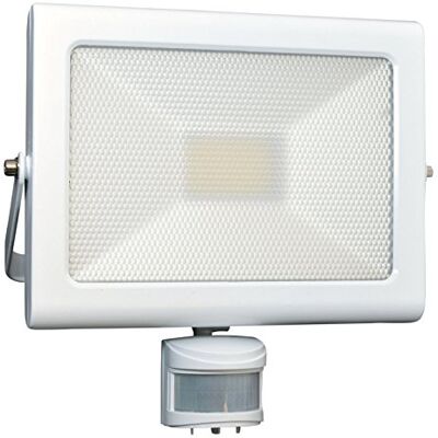 Tibelec Proyector LED extraplano con detector de movimiento, aluminio/vidrio 50 W blanco Tibelec Proyector LED extraplano con detector de movimiento, aluminio/vidrio 50 W blanco