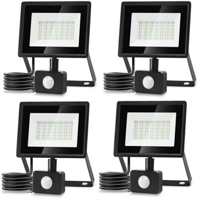 Aigostar Foco LED con Sensor Movimiento 30W,2510LM Super Brillo Focos LED Exterior IP65 Impermeable,Blanco Frío 6500K Proyector Led Exterior,Perfectas para Jardín,Garaje,Patio,paquete de 4 Aigostar Foco LED con Sensor Movimiento 30W,2510LM Super Brillo Focos LED Exterior IP65 Impermeable,Blanco Frío 6500K Proyector Led Exterior,Perfectas para Jardín,Garaje,Patio,paquete de 4