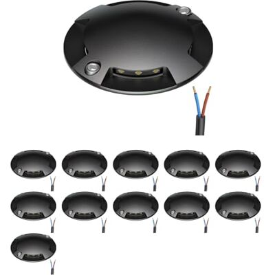 ledscom.de Lámpara de suelo con 12 LED, señalización de recorrido RUNDA para exteriores, IP67, 4 luces, negra, redonda, 70 mm de diámetro, blanco cálido ledscom.de Lámpara de suelo con 12 LED, señalización de recorrido RUNDA para exteriores, IP67, 4 luces, negra, redonda, 70 mm de diámetro, blanco cálido