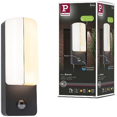 Paulmann Aplique ext. LED Bonnie, detector mov., respeta insectos y resiste al agua de mar, IP44 93x77mm 2200-3000K 8,5W 560lm 230V antracita Paulmann Aplique ext. LED Bonnie, detector mov., respeta insectos y resiste al agua de mar, IP44 93x77mm 2200-3000K 8,5W 560lm 230V antracita