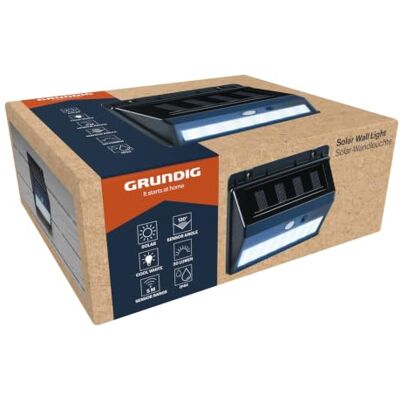 Grundig Lámpara de pared – Lámpara solar para exterior – Lámpara de pared sin conexión de alimentación – Lámpara LED exterior de pared con detector de movimiento 120° 5 m de alcance – IP44 Grundig Lámpara de pared – Lámpara solar para exterior – Lámpara de pared sin conexión de alimentación – Lámpara LED exterior de pared con detector de movimiento 120° 5 m de alcance – IP44