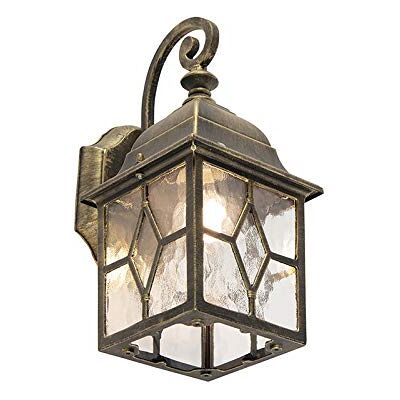 Qazqa rústico Aplique romántico bronce IP23 LONDON Aluminio/Vidrio Cubo/Cuadrada Adecuado para LED Max. 1 x 60 Watt Qazqa rústico Aplique romántico bronce IP23 LONDON Aluminio/Vidrio Cubo/Cuadrada Adecuado para LED Max. 1 x 60 Watt