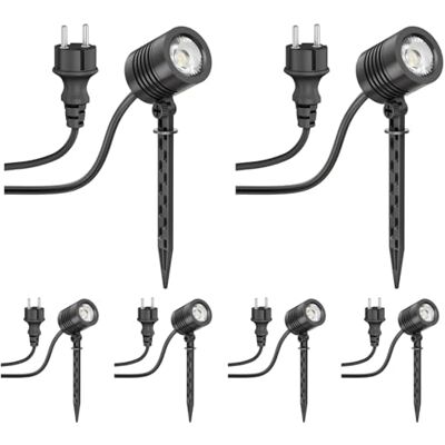 ledscom.de 6 focos LED pequeños para jardín con estaca TARL para exterior, IP65, con enchufe, negros, 4,3 W, 340 lm, blanco cálido ledscom.de 6 focos LED pequeños para jardín con estaca TARL para exterior, IP65, con enchufe, negros, 4,3 W, 340 lm, blanco cálido