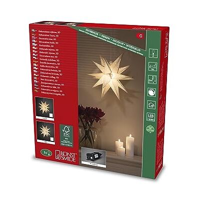 Konstsmide Estrella de Papel 3D Gris, Incluye conexión con Interruptor de Encendido/Apagado y atenuador, 1 diodo cálido, 12 V, Interior, 3,6 W, Cable Blanco Konstsmide Estrella de Papel 3D Gris, Incluye conexión con Interruptor de Encendido/Apagado y atenuador, 1 diodo cálido, 12 V, Interior, 3,6 W, Cable Blanco