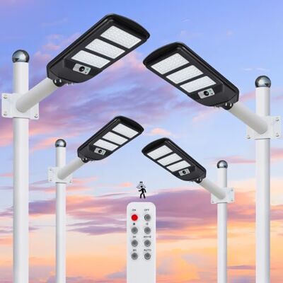Aigostar 4Uds 150W Farola solar LED exterior con sensor de movimiento, mando a distancia, 1500LM luz blanca. Foco solar LED potentes con temporizador, impermeable protección IP65.No incluye soporte Aigostar 4Uds 150W Farola solar LED exterior con sensor de movimiento, mando a distancia, 1500LM luz blanca. Foco solar LED potentes con temporizador, impermeable protección IP65.No incluye soporte