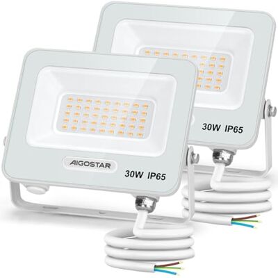 Aigostar Foco LED Exterior 30w, 2450LM Foco Proyector LED, IP65 Impermeable Luz de Seguridad, Natural 4000K Luces led exterior, Para Jardín, Patio, Garaje, Paquete de 2 Aigostar Foco LED Exterior 30w, 2450LM Foco Proyector LED, IP65 Impermeable Luz de Seguridad, Natural 4000K Luces led exterior, Para Jardín, Patio, Garaje, Paquete de 2