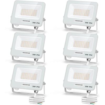 Aigostar Foco LED Exterior 30w, 2450LM Foco Proyector LED, IP65 Impermeable Luz de Seguridad, Natural 4000K Luces led exterior, Para Jardín, Patio, Garaje, Paquete de 6 Aigostar Foco LED Exterior 30w, 2450LM Foco Proyector LED, IP65 Impermeable Luz de Seguridad, Natural 4000K Luces led exterior, Para Jardín, Patio, Garaje, Paquete de 6