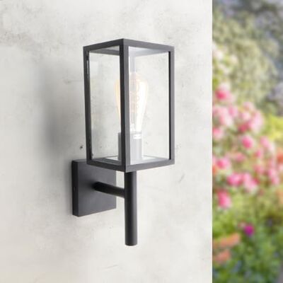 M Ledme Aplique de Pared Exterior Serie Ducte Farol – IP44, Casquillo E27, Lámpara Estilo Farol de Acero y Cristal Negro para Jardín, Terraza o Entrada (Bombilla No Incluida) M Ledme Aplique de Pared Exterior Serie Ducte Farol – IP44, Casquillo E27, Lámpara Estilo Farol de Acero y Cristal Negro para Jardín, Terraza o Entrada (Bombilla No Incluida)