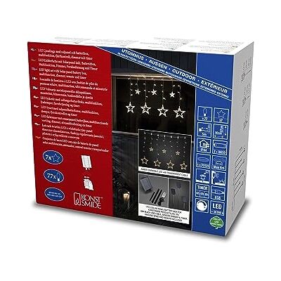 Konstsmide Cortina de luces LED (77 diodos ámbar, cable transparente, 2 pilas de litio) Konstsmide Cortina de luces LED (77 diodos ámbar, cable transparente, 2 pilas de litio)