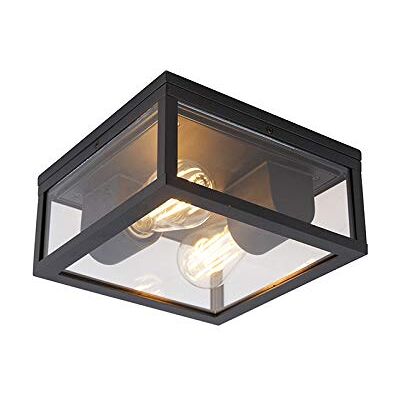 QAZQA Lámpara de Techo Industrial Charlois - IP44, Negro QAZQA Lámpara de Techo Industrial Charlois - IP44, Negro