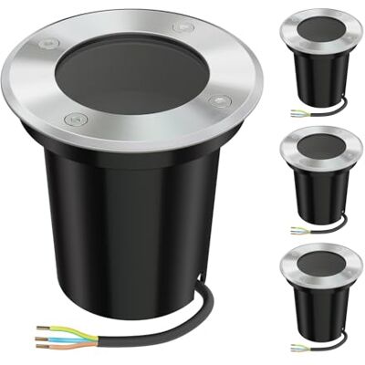 ledscom.de 4x Lámpara empotrada en el suelo BOLI para exteriores, IP67, acero inoxidable, redonda, 108mm Ø, 1x GU10 máx. 15W ledscom.de 4x Lámpara empotrada en el suelo BOLI para exteriores, IP67, acero inoxidable, redonda, 108mm Ø, 1x GU10 máx. 15W