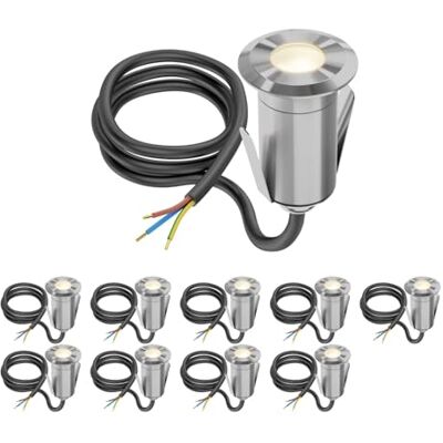 ledscom.de 10 luminarias LED empotradas en suelo GLOX para exteriores, IP67, aluminio, redondas, 35 mm de diámetro, blanco cálido, mate ledscom.de 10 luminarias LED empotradas en suelo GLOX para exteriores, IP67, aluminio, redondas, 35 mm de diámetro, blanco cálido, mate