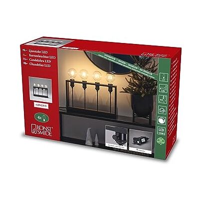 Konstsmide Lámpara LED de Madera, lacada en Negro, con Interruptor de Encendido/Apagado, Incluye regulador de Intensidad, 4 Bombillas Transparentes, 24 V, Interior, 3,6 W, Cable Konstsmide Lámpara LED de Madera, lacada en Negro, con Interruptor de Encendido/Apagado, Incluye regulador de Intensidad, 4 Bombillas Transparentes, 24 V, Interior, 3,6 W, Cable