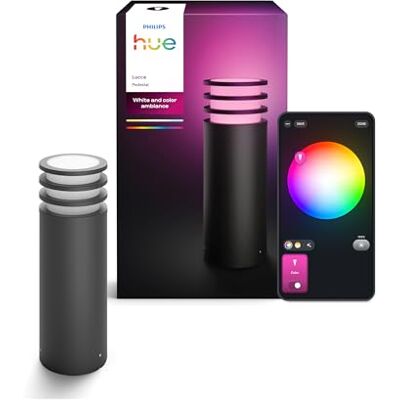 Philips Lucca Lámpara de Pedestal para Exterior, Luz Blanca y de Color Ajustable, Brillante, 1100 lm, con Bombilla A60, Regulable, IP44 Resistente a Intemperie, Compatible con Matter, Zigbee Philips Lucca Lámpara de Pedestal para Exterior, Luz Blanca y de Color Ajustable, Brillante, 1100 lm, con Bombilla A60, Regulable, IP44 Resistente a Intemperie, Compatible con Matter, Zigbee