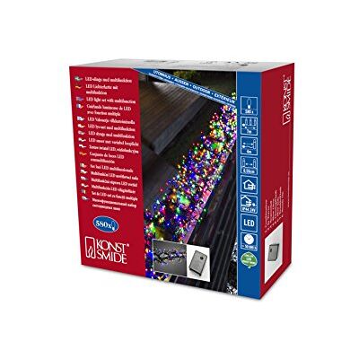 Konstsmide Guirnalda de luz LED Micro "clústers", con 8 funciones, mando y función de memoria, 580 diodos de luz blanca cálida, 24 V transformador exterior, cable negro Konstsmide Guirnalda de luz LED Micro "clústers", con 8 funciones, mando y función de memoria, 580 diodos de luz blanca cálida, 24 V transformador exterior, cable negro